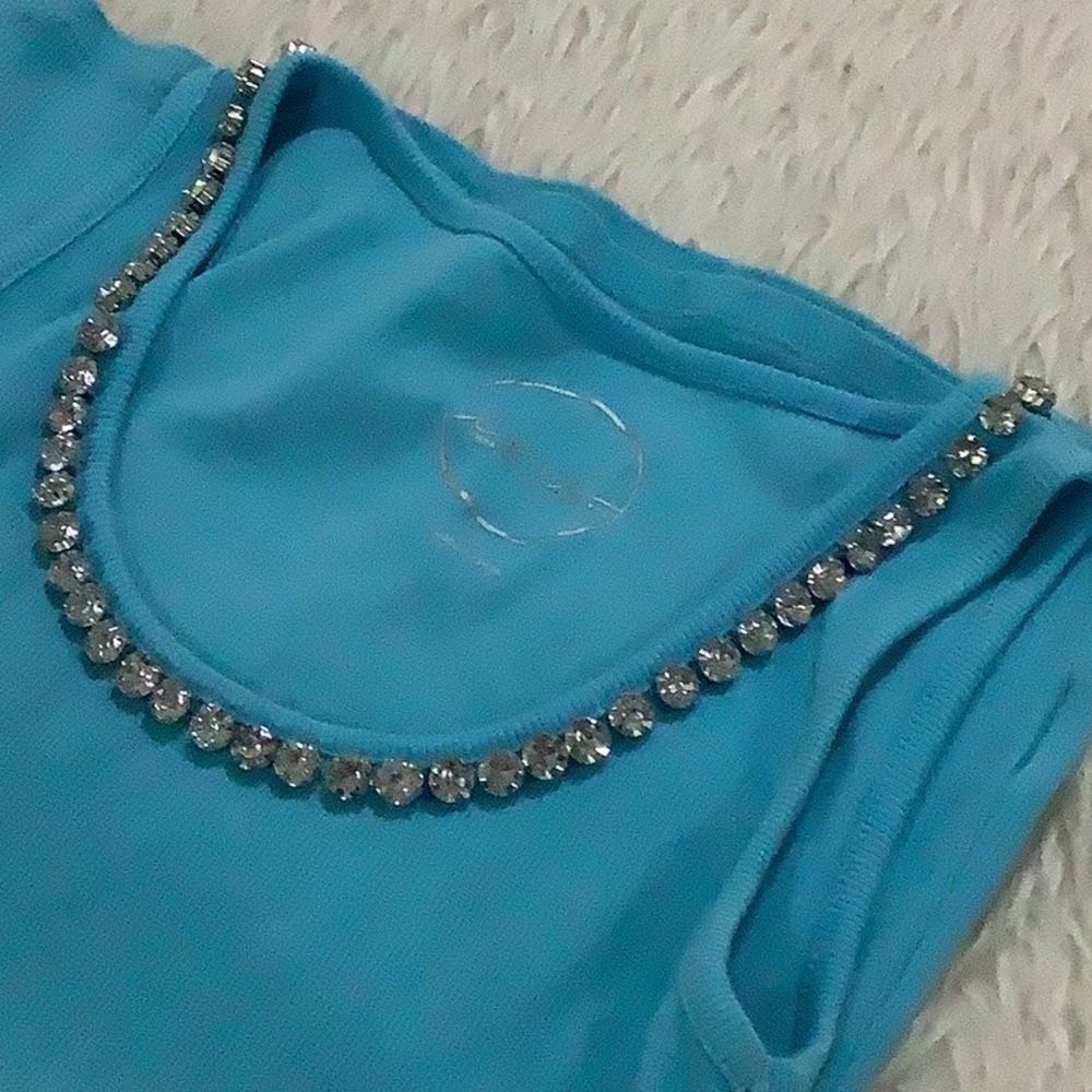 Blue rhinestone summer beach top